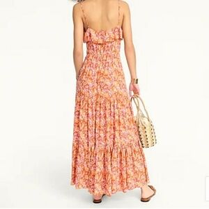 NWT J.Crew maxi tiered ruffle dress orange floral print size L.
